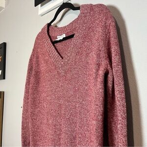 Athleta Vital V-Neck Wool Cashmere Tunic Sweater Red Pink Size XS Oversized